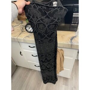 Joseph Ribkoff Black Silver Glitter Scroll Formal Evening Gown Dress Size 8
